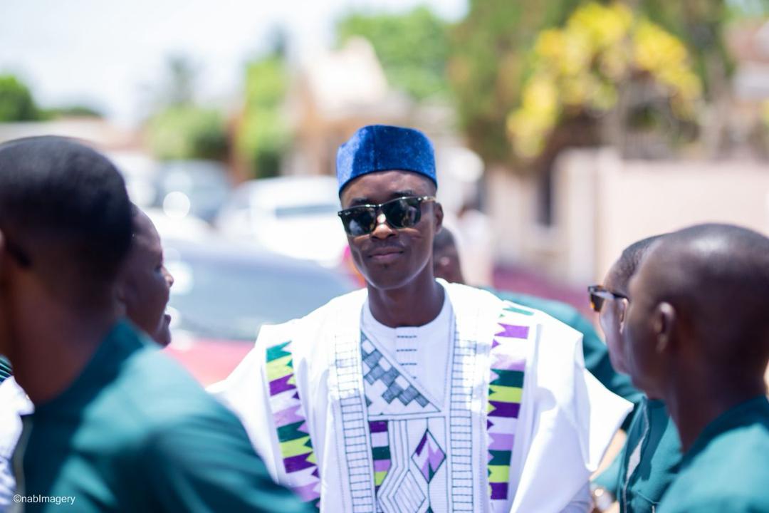 White Agbada with Kente Embellishments